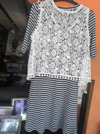 Vestido Rayas Blanco y Negro Talla M
