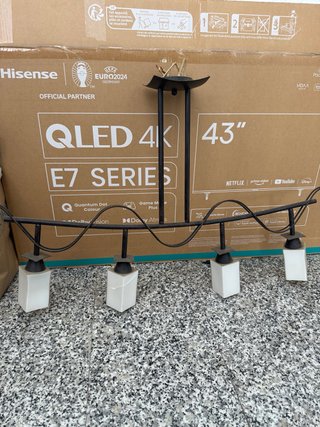 Lámpara colgante 4 luces metal y cristal