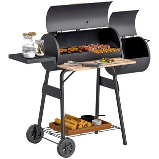 Barbecue a Carbone con Coperchio e Affumicatore, B