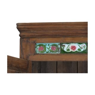 Mueble Indio Siglo XX Madera y Cerámica