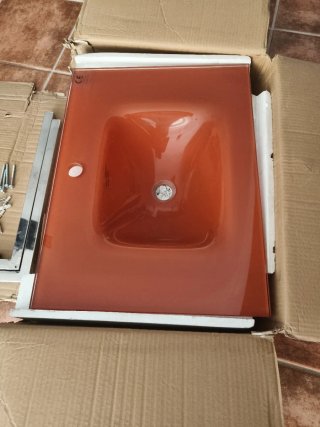 Lavabo cristal templado naranja