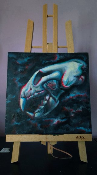Cuadro Pintado a Mano Calavera Wolverine