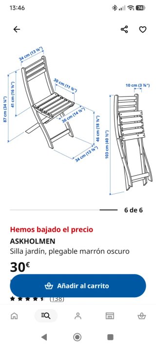 Silla plegable Askholmen Ikea