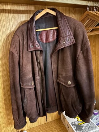 Chaqueta de cuero marrón hombre Talla XL