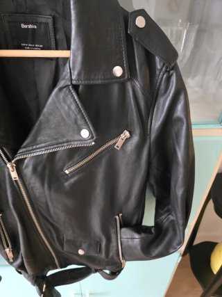 Chaqueta Biker Piel Negra Bershka Hombre