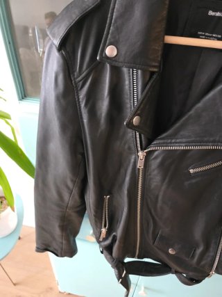 Chaqueta Biker Piel Negra Bershka Hombre