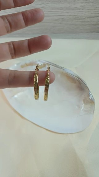 Pendientes Aro Chapado Oro Diseño Griego