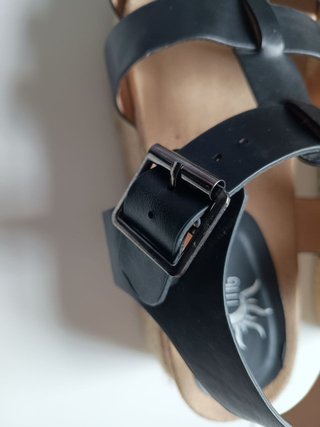 Sandalias de plataforma d piel y esparto mujer T38