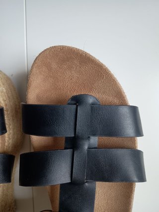 Sandalias de plataforma d piel y esparto mujer T38