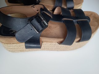 Sandalias de plataforma d piel y esparto mujer T38