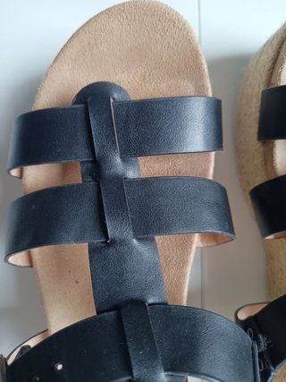 Sandalias de plataforma d piel y esparto mujer T38