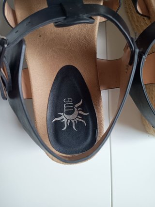 Sandalias de plataforma d piel y esparto mujer T38