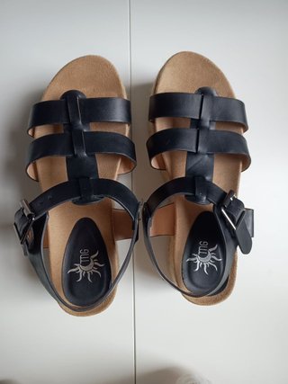 Sandalias de plataforma d piel y esparto mujer T38