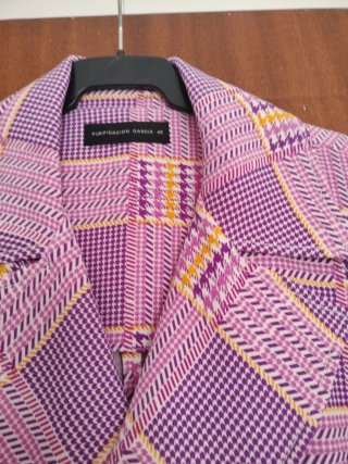 Chaleco estampado cuadros morado