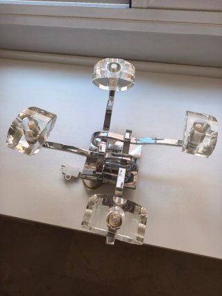 Lámpara de techo cristal y metal