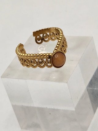 Anillo Acero Quirúrgico Chapado Oro Ajustable