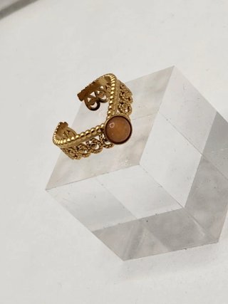 Anillo Acero Quirúrgico Chapado Oro Ajustable