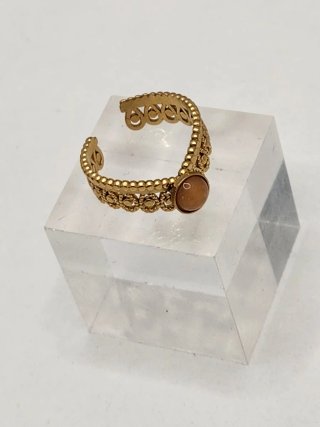 Anillo Acero Quirúrgico Chapado Oro Ajustable