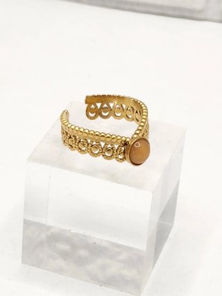 Anillo Acero Quirúrgico Chapado Oro Ajustable