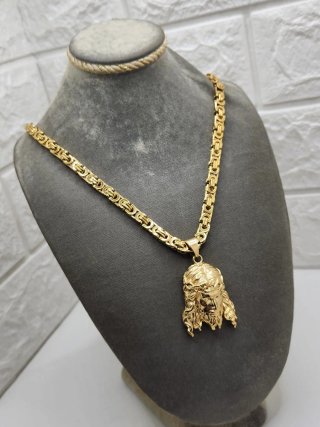 Colgante Cristo Cadena Bizantina Chapado Oro