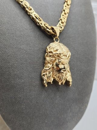 Colgante Cristo Cadena Bizantina Chapado Oro