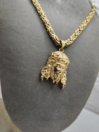 Colgante Cristo Cadena Bizantina Chapado Oro