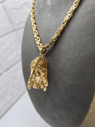 Colgante Cristo Cadena Bizantina Chapado Oro