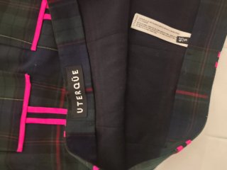 Falda Uterqüe cuadros tartán rosa S