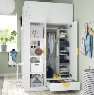 Cama alta IKEA SMÅSTAD con armario + colchón visco