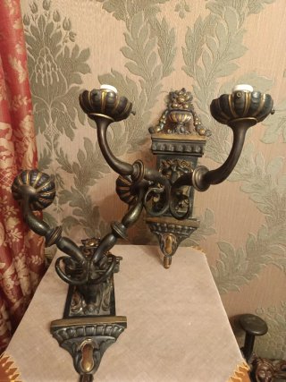 Antigua pareja candelabros siglo XIX