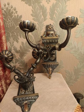 Antigua pareja candelabros siglo XIX