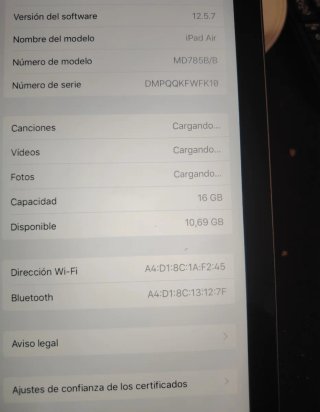 iPad Air 1ª Gen A1474 Plata