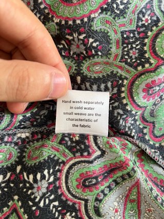 Kimono largo de seda estampado de mujer