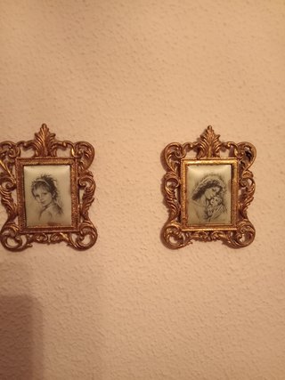Cuadros seda vintage marco pan de oro
