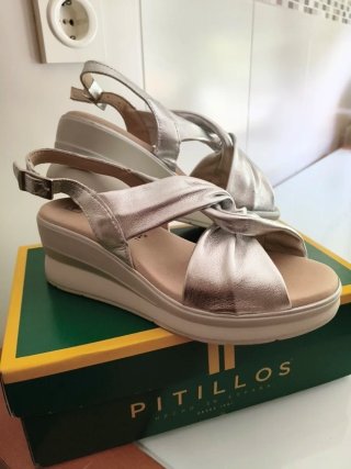 Sandalias Pitillos Plata Talla 36