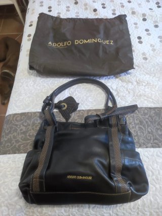 Bolso Adolfo Dominguez Negro/Marrón Piel