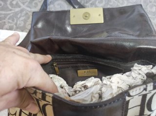 Bolso Adolfo Dominguez Negro/Marrón Piel