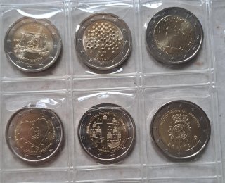 15 monete 2 euro commemorative UNC da rotolino