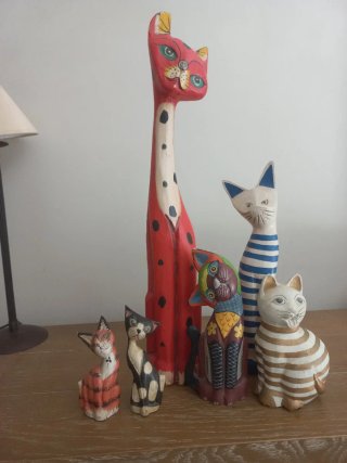 Figuras de Gatos Decoración Madera