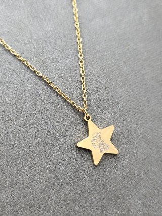 Collar Estrella Woody Acero Quirúrgico Chapado Oro