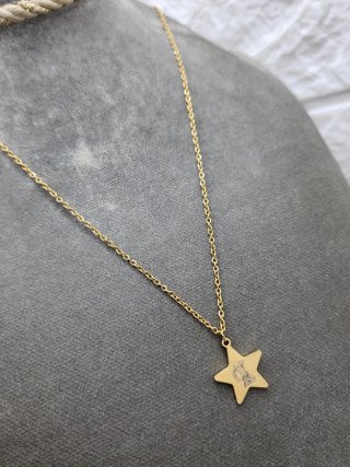 Collar Estrella Woody Acero Quirúrgico Chapado Oro