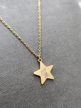 Collar Estrella Woody Acero Quirúrgico Chapado Oro
