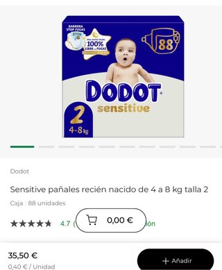 Dodot Sensitive Talla 2 (4-8 kg) - 88 uds