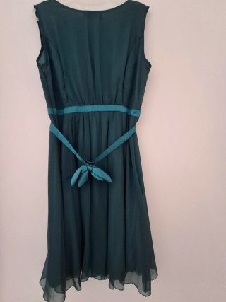 Vestido de ceremonia verde azulado