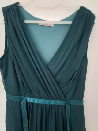 Vestido de ceremonia verde azulado