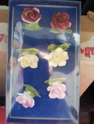 Segnaposto Roselline Porcellana Set 12