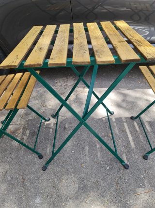 Mesa y 2 Sillas Terraza Ikea Madera Metal