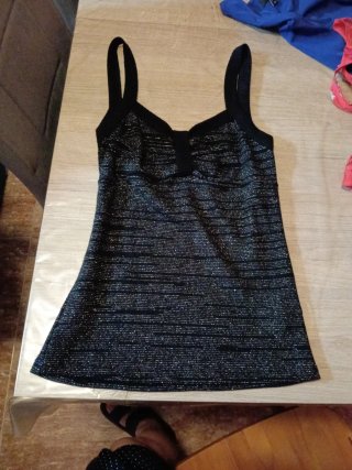 Camiseta Noche Vieja Brillo Negro Plata