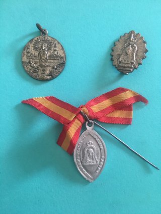 Lote 3 medallas antiguas reliquia virgen