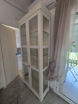 Vitrina Blanca Cristal y Madera